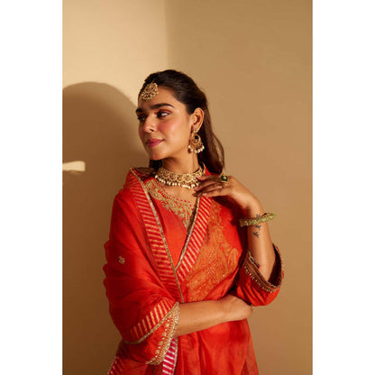 Sheetal Batra Amaya - Burnt Orange Long Kaftan With Salwar And Dupatta