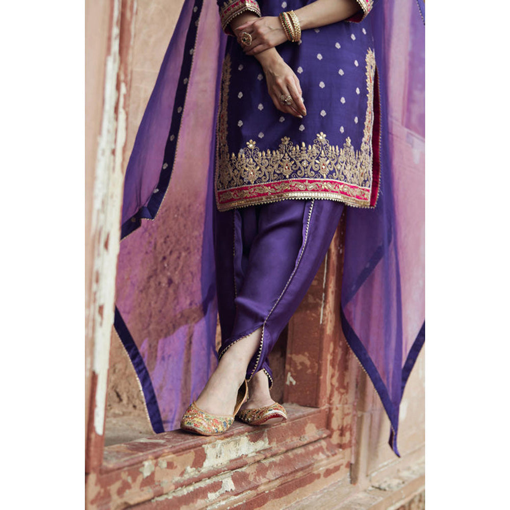 Sheetal Batra Fahmida - Deep Purple Short Kurta With Tulip Pant