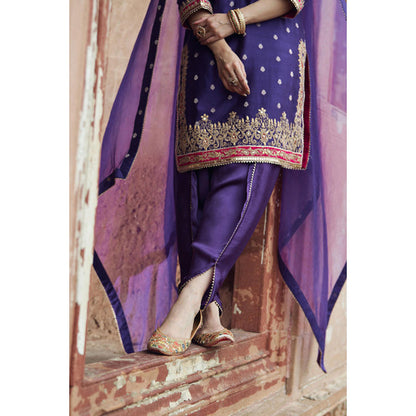 Sheetal Batra Fahmida - Deep Purple Short Kurta With Tulip Pant