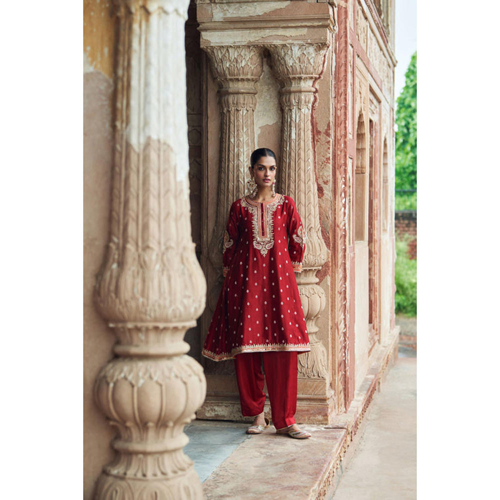 Sheetal Batra Inaayat - Deep Red Chauga With Salwar