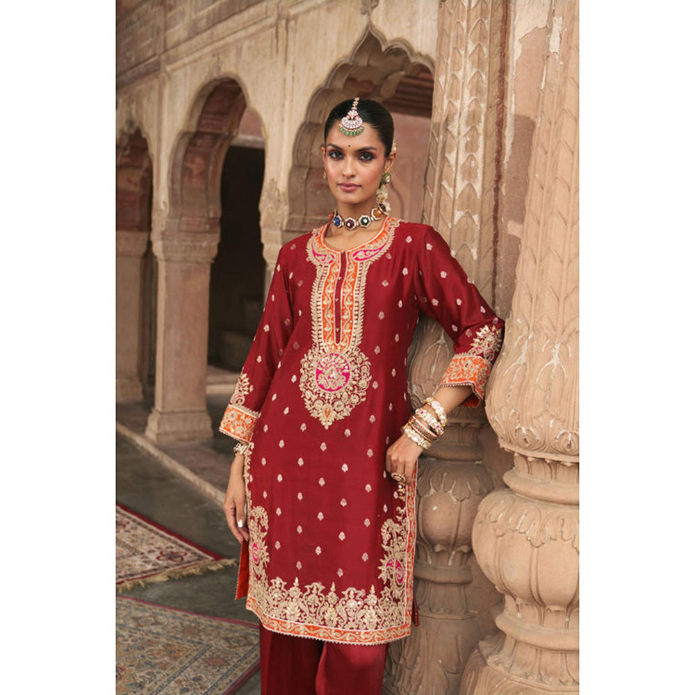 Sheetal Batra Anila - Deep Red Short Kurta With Salwar