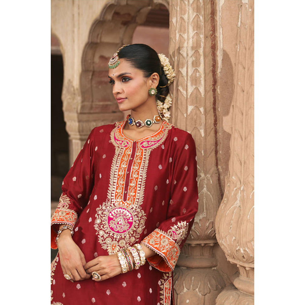 Sheetal Batra Anila - Deep Red Short Kurta With Salwar