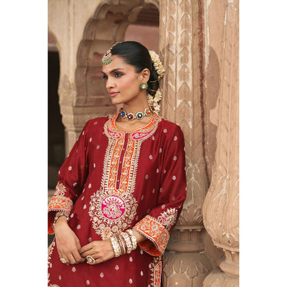 Sheetal Batra Anila - Deep Red Short Kurta With Salwar