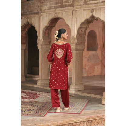 Sheetal Batra Anila - Deep Red Short Kurta With Salwar