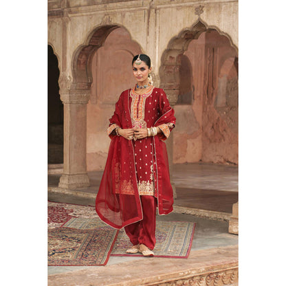 Sheetal Batra Anila - Deep Red Short Kurta With Salwar And Dupatta