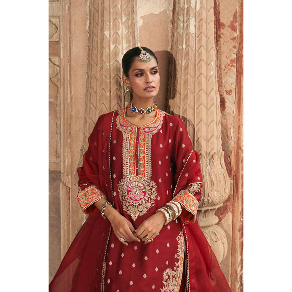 Sheetal Batra Anila - Deep Red Short Kurta With Salwar And Dupatta