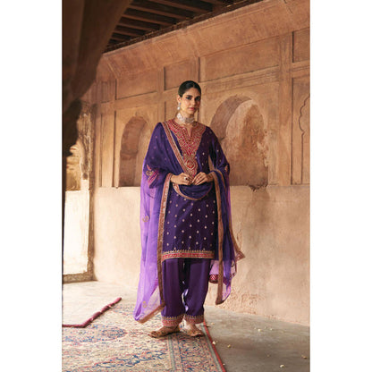 Sheetal Batra Hafsa - Deep Purple Chauga With Salwar And Dupatta