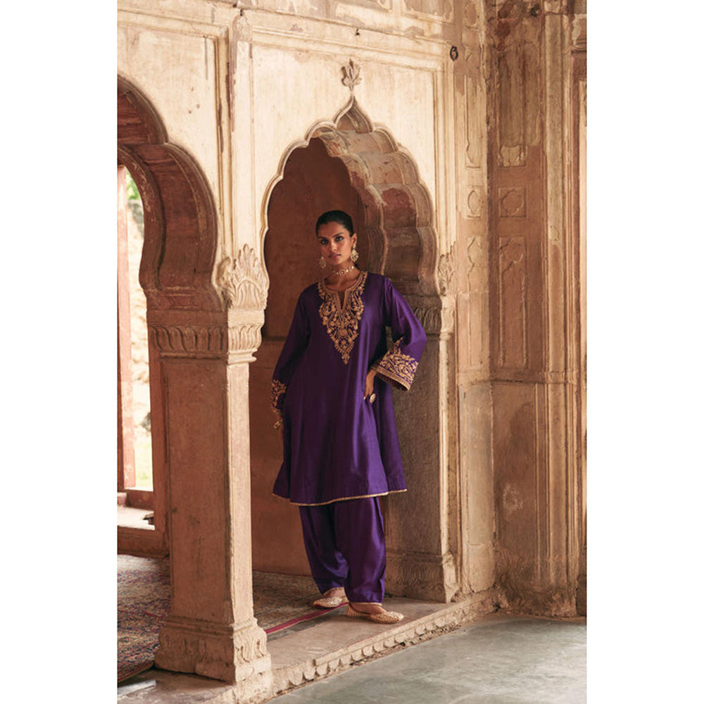 Sheetal Batra Marwa - Deep Purple Short Chauga With Salwar