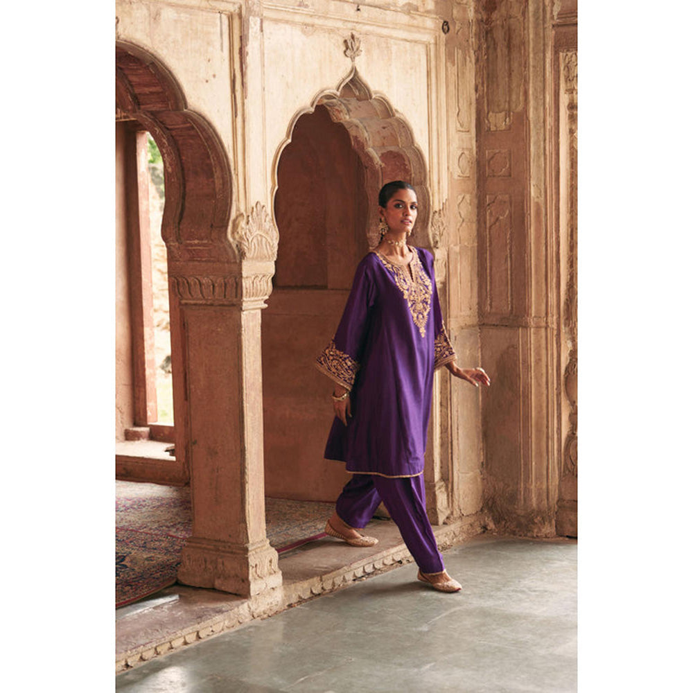 Sheetal Batra Marwa - Deep Purple Short Chauga With Salwar And Dupatta