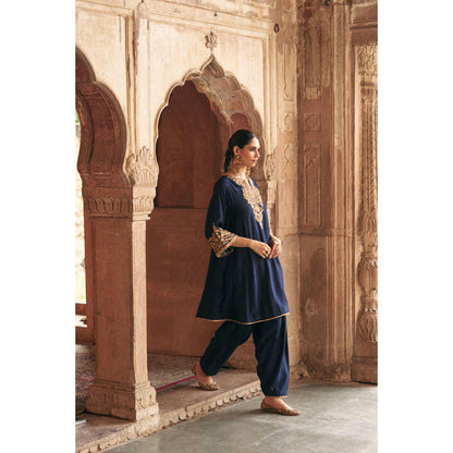 Sheetal Batra Marwa - Deep Blue Short Chauga With Salwar And Dupatta