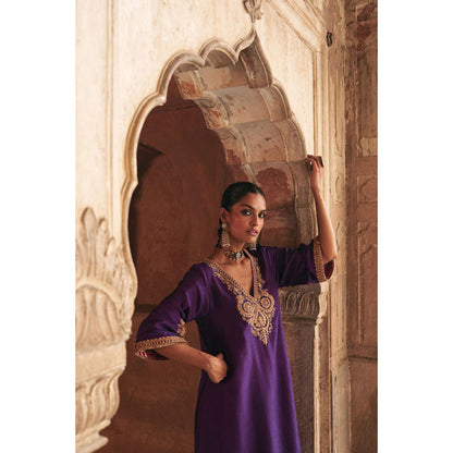 Sheetal Batra Haayat - Deep Purple Long Kaftan With Salwar