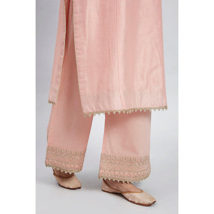 Sheetal Batra Aadah- Carnation Pink Princess-Cut Long Kurta With Palazzo And Dupatta