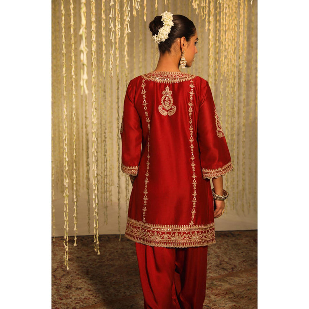 Sheetal Batra Mehak - Deep Red Short Kurta With Salwar And Dupatta