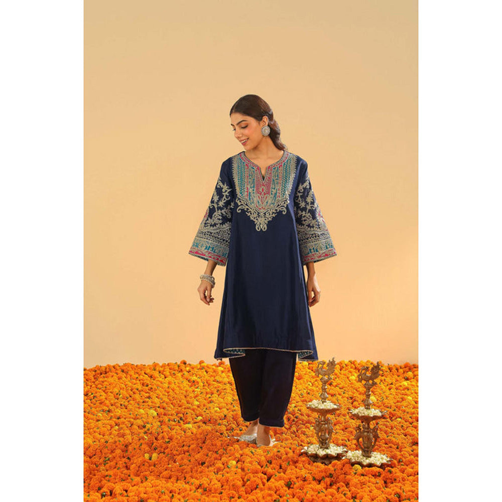 Sheetal Batra Mohsina - Dark Blue Short Kalidaar Chauga With Salwar