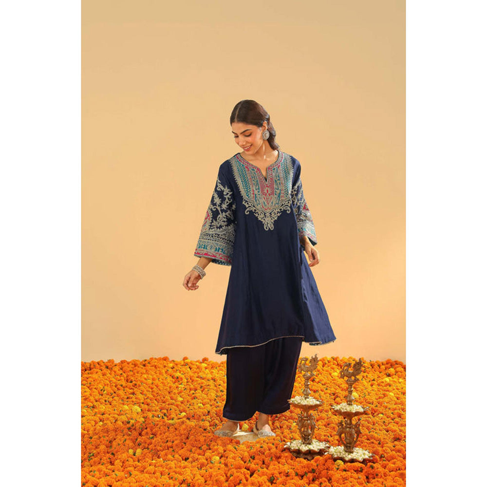 Sheetal Batra Mohsina - Dark Blue Short Kalidaar Chauga With Salwar
