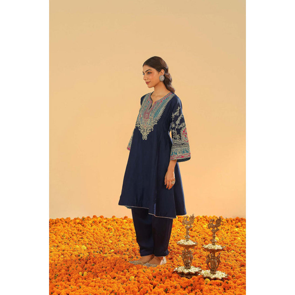 Sheetal Batra Mohsina - Dark Blue Short Kalidaar Chauga With Salwar