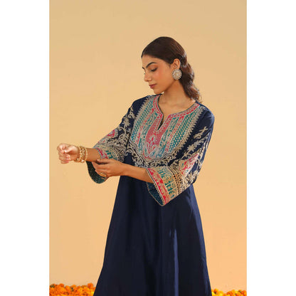 Sheetal Batra Mohsina - Dark Blue Short Kalidaar Chauga With Salwar