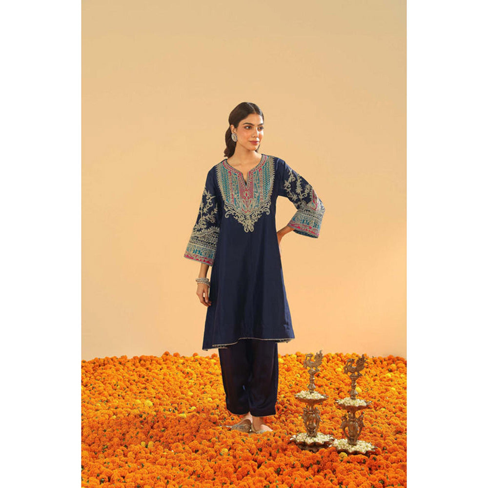 Sheetal Batra Mohsina - Dark Blue Short Kalidaar Chauga With Salwar And Dupatta