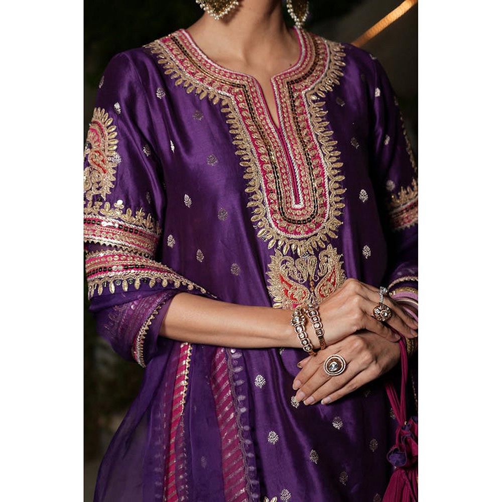Sheetal Batra Shruti Juneja In Areesha - Deep Purple Short Kurta With Sharara And Dupatta