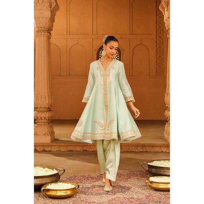 Sheetal Batra Fajr - Misty Green Short Anarkali Kurta With Churidar And Dupatta