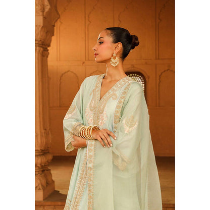 Sheetal Batra Fajr - Misty Green Short Anarkali Kurta With Churidar And Dupatta