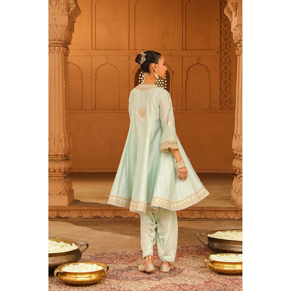 Sheetal Batra Fajr - Misty Green Short Anarkali Kurta With Churidar And Dupatta