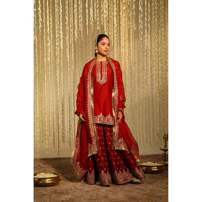 Sheetal Batra Mehal Kejriwal In Mishika - Deep Red Kurta With Sharara And Dupatta