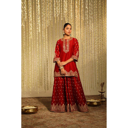 Sheetal Batra Mehal Kejriwal In Mishika - Deep Red Kurta With Sharara And Dupatta