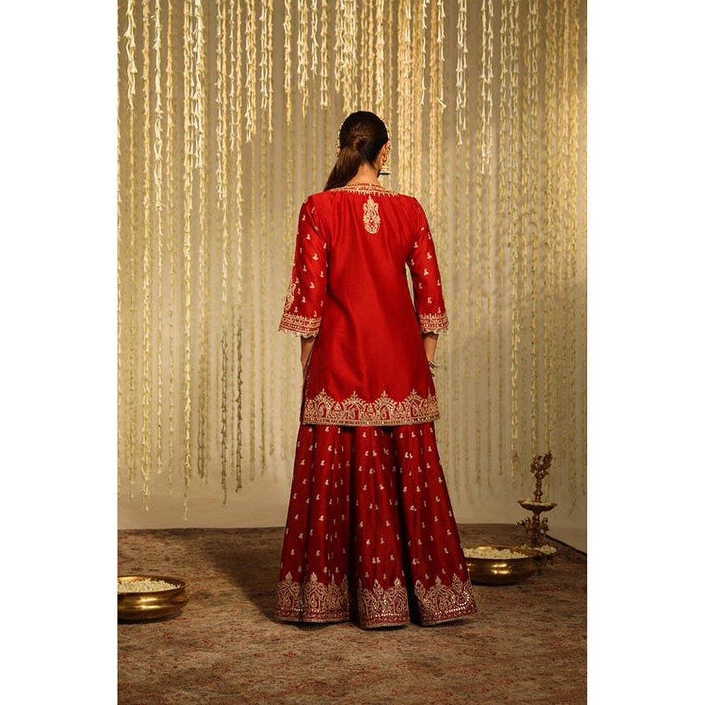 Sheetal Batra Mehal Kejriwal In Mishika - Deep Red Kurta With Sharara And Dupatta