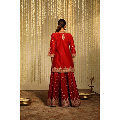 Sheetal Batra Mehal Kejriwal In Mishika - Deep Red Kurta With Sharara And Dupatta