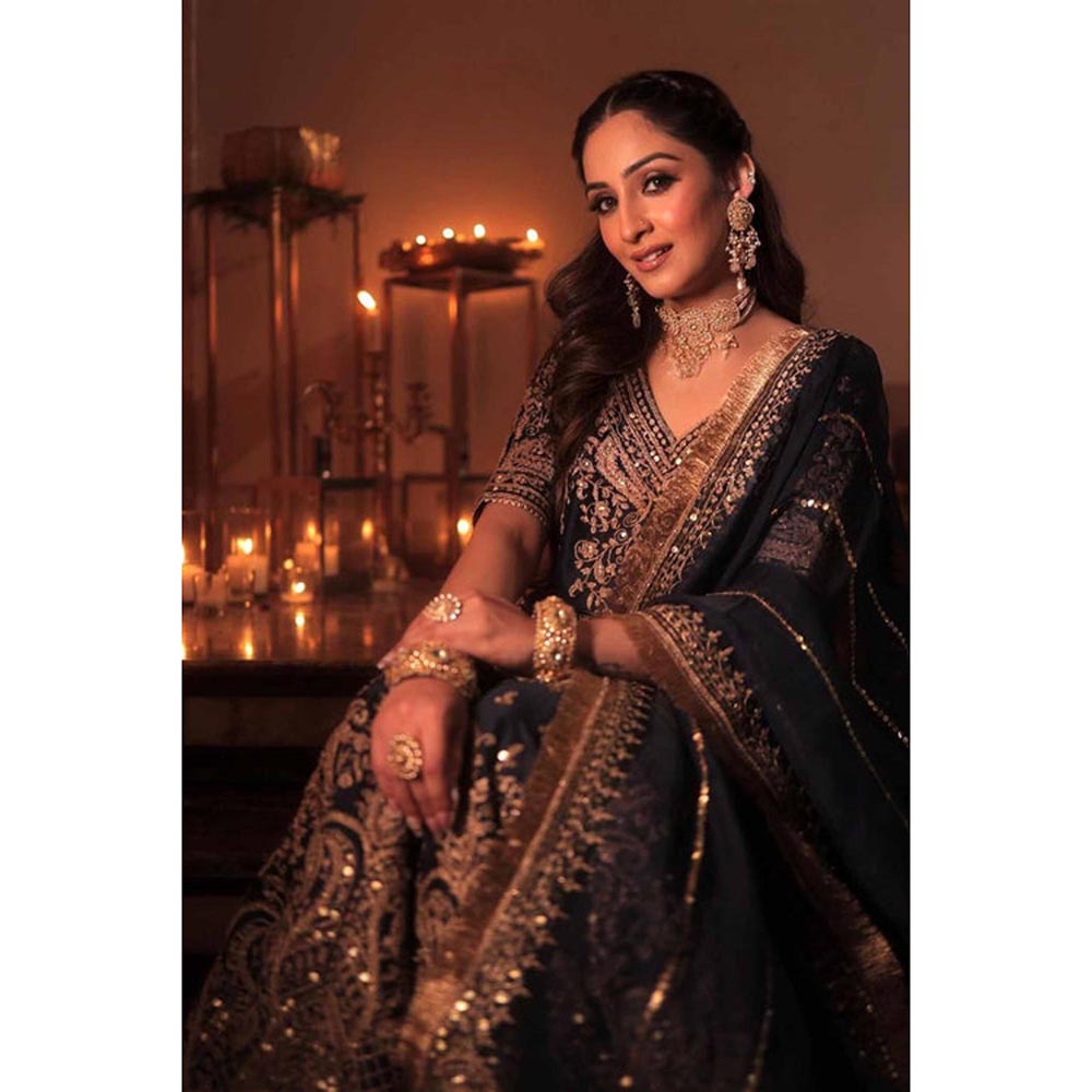 Sheetal Batra Aafiya - Deep Blue Kurta , Sharara And Dupatta Set