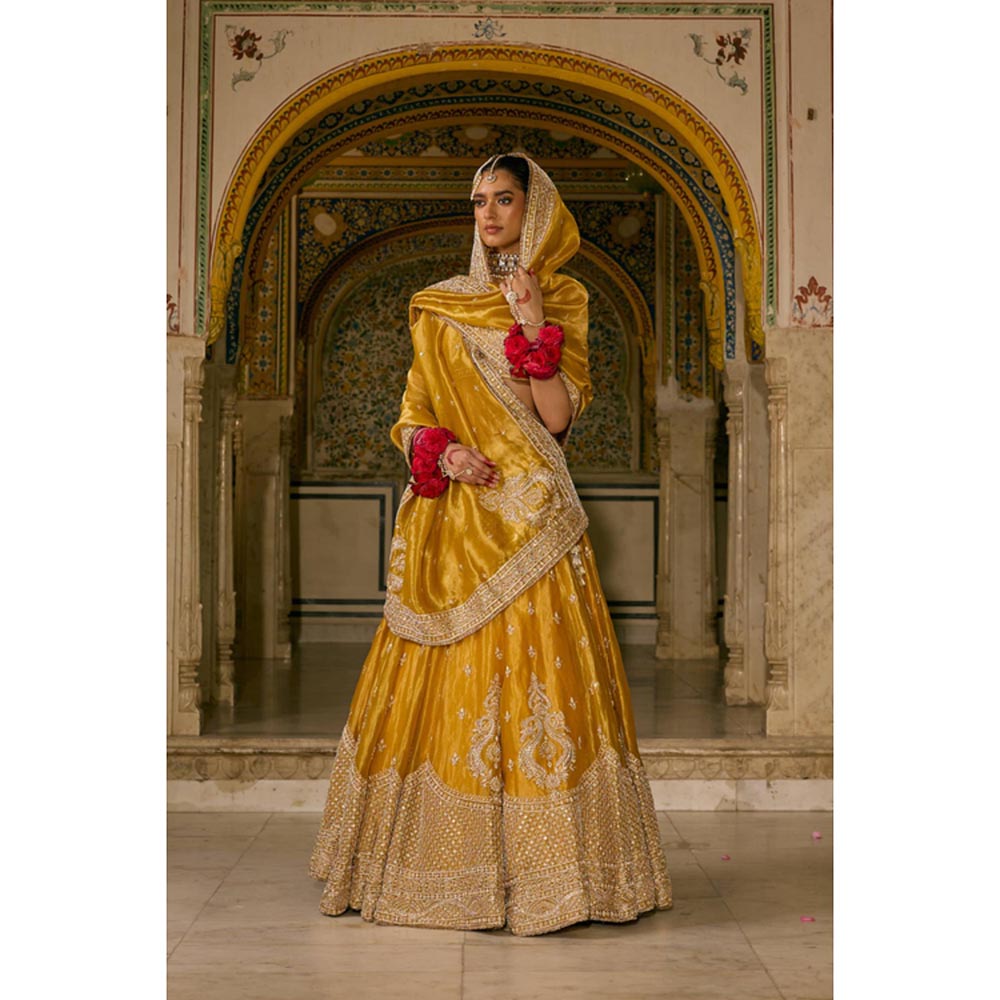 Sheetal Batra Aashina Mustard Lehenga With Blouse And Dupatta Set