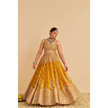 Sheetal Batra Aashina Mustard Lehenga With Blouse And Dupatta Set