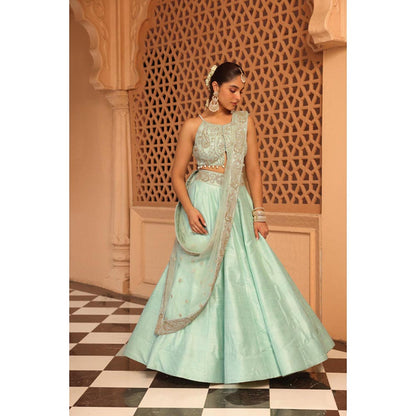 Sheetal Batra Afsa - Misty Green Lehenga With Blouse And Dupatta Set