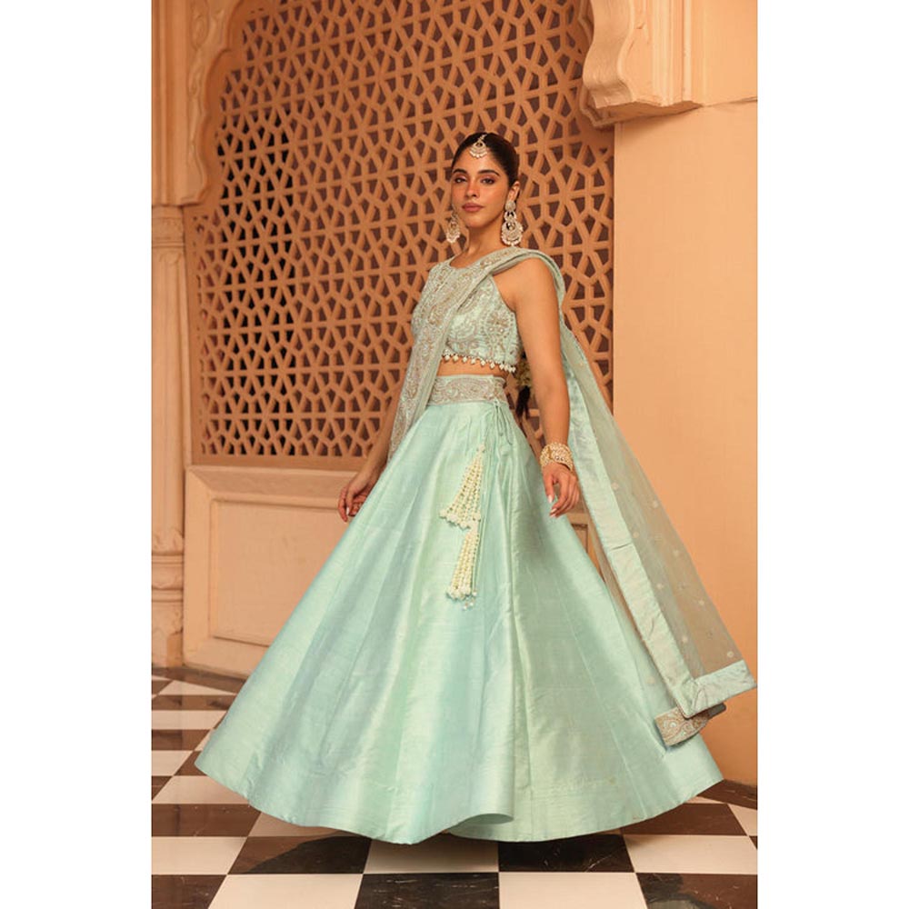Sheetal Batra Afsa - Misty Green Lehenga With Blouse And Dupatta Set