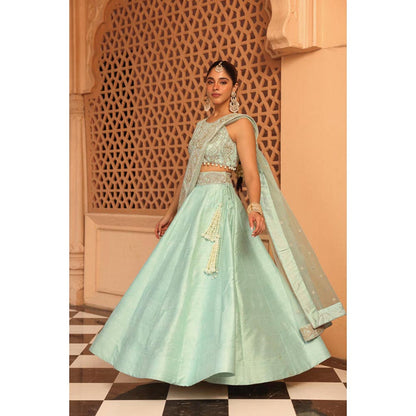 Sheetal Batra Afsa - Misty Green Lehenga With Blouse And Dupatta Set