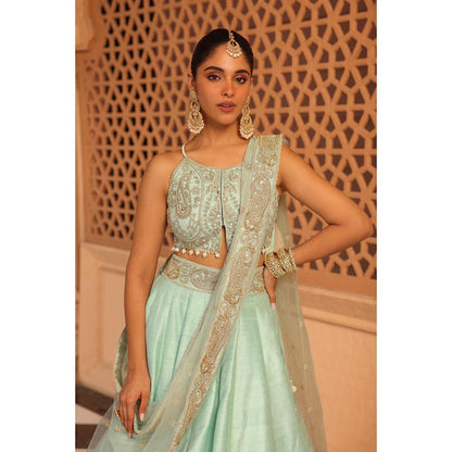 Sheetal Batra Afsa - Misty Green Lehenga With Blouse And Dupatta Set