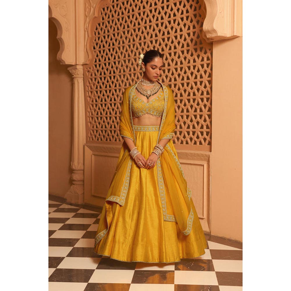 Sheetal Batra Mazhum - Mustard Lehenga With Blouse And Dupatta Set