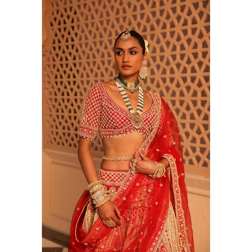Sheetal Batra Naazreen - Red Lehenga With Blouse And Dupatta Set
