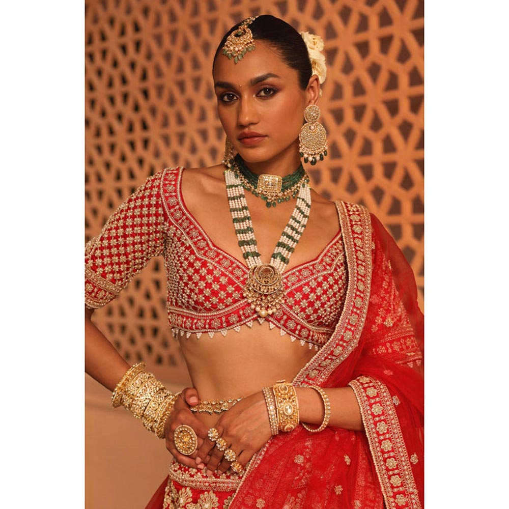 Sheetal Batra Naazreen - Red Lehenga With Blouse And Dupatta Set