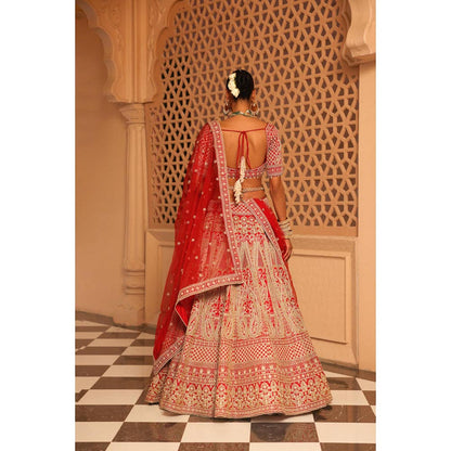 Sheetal Batra Naazreen - Red Lehenga With Blouse And Dupatta Set