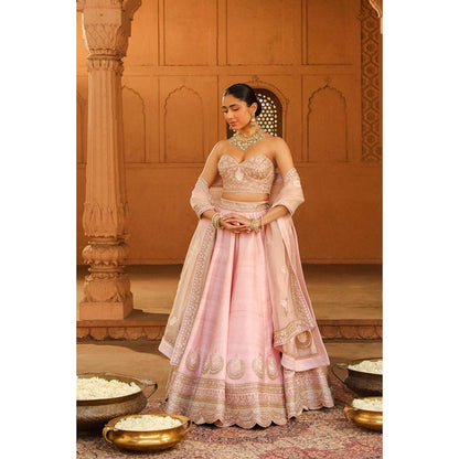 Sheetal Batra Razana - Blush Pink Lehenga With Blouse And Dupatta Set