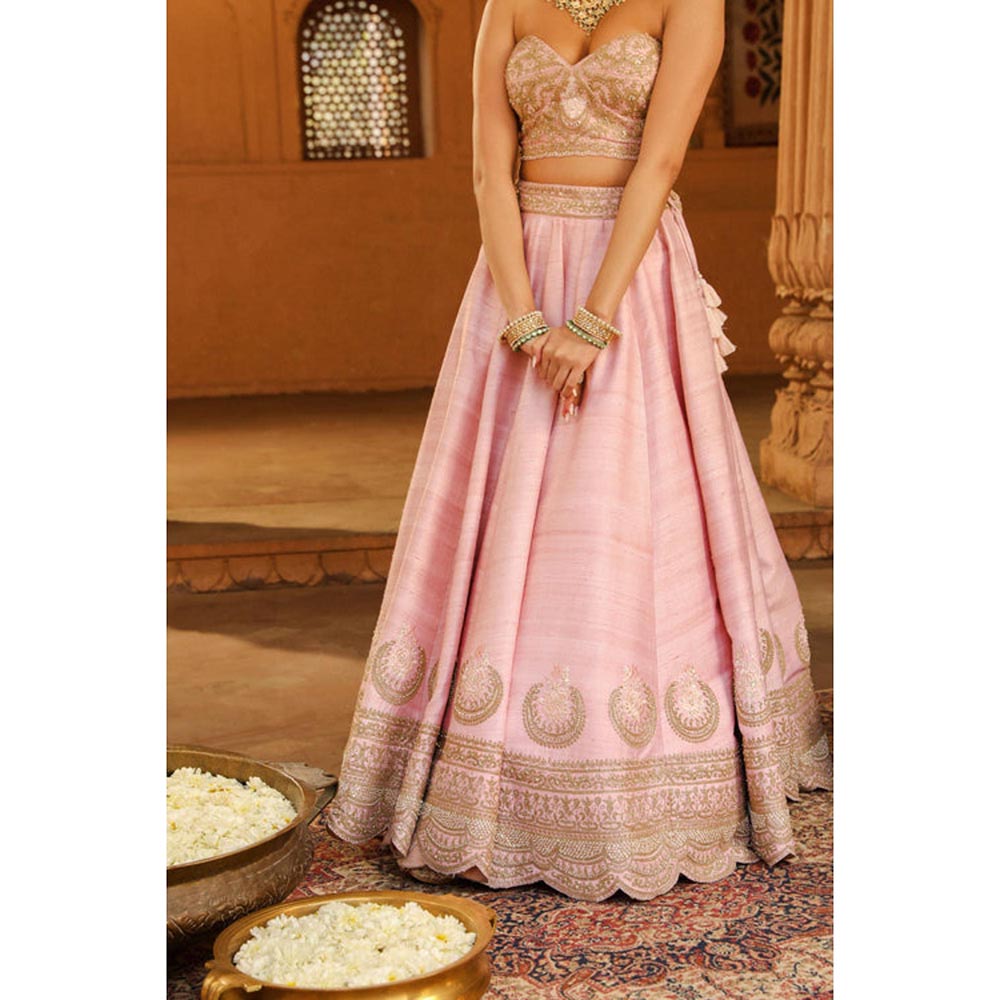 Sheetal Batra Razana - Blush Pink Lehenga With Blouse And Dupatta Set