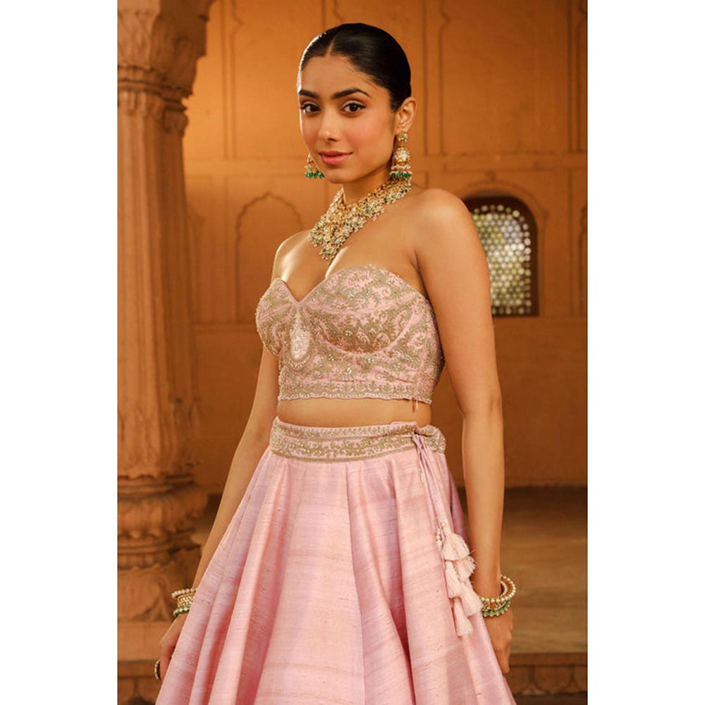 Sheetal Batra Razana - Blush Pink Lehenga With Blouse And Dupatta Set