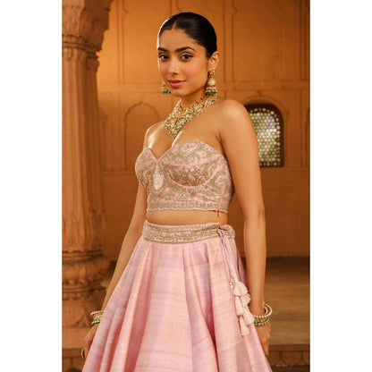 Sheetal Batra Razana - Blush Pink Lehenga With Blouse And Dupatta Set