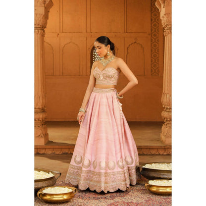Sheetal Batra Razana - Blush Pink Lehenga With Blouse And Dupatta Set