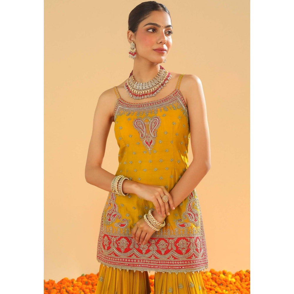 Sheetal Batra Mustard Embroidered Kurta With Gharara