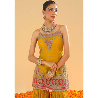 Sheetal Batra Mustard Embroidered Kurta With Gharara