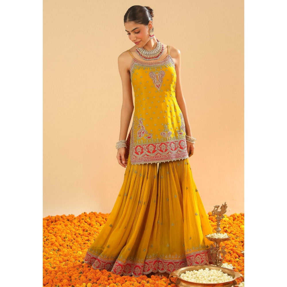Sheetal Batra Mustard Embroidered Kurta With Gharara