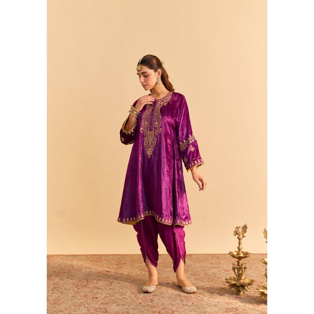 Sheetal Batra Amal Purple Kurta With Dhoti and Dupatta
